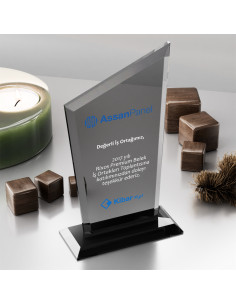 PB3004-Füme Kristal Plaket
