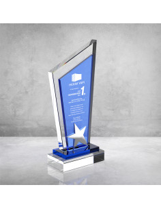 PB861 Mavi Camlı Kristal Plaket