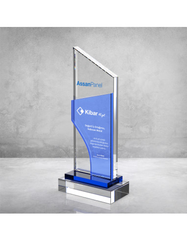 PB863 Mavi Camlı Kristal Plaket