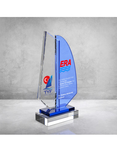 PB864 Mavi Camlı Kristal Plaket