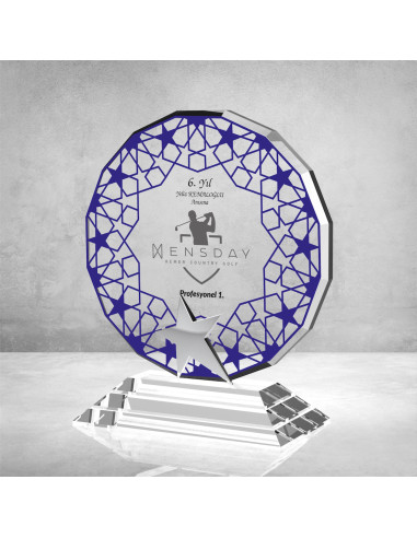 PB895 Mavi Camlı Kristal Plaket