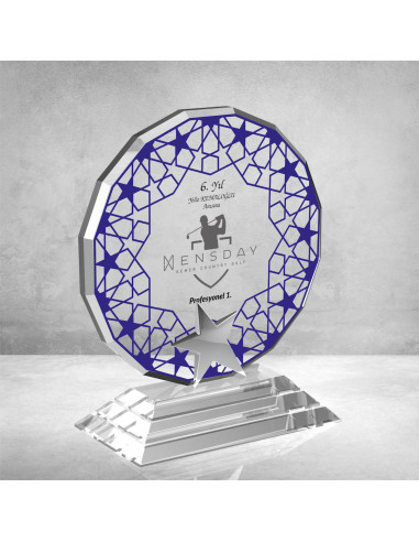 PB895 Mavi Camlı Kristal Plaket