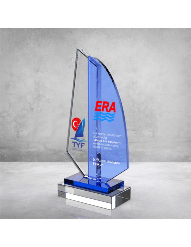 PB864 Mavi Camlı Kristal Plaket