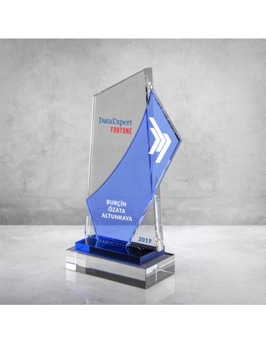 PB866 Mavi Camlı Kristal Plaket