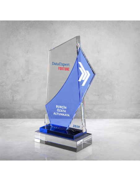 PB866 Mavi Camlı Kristal Plaket