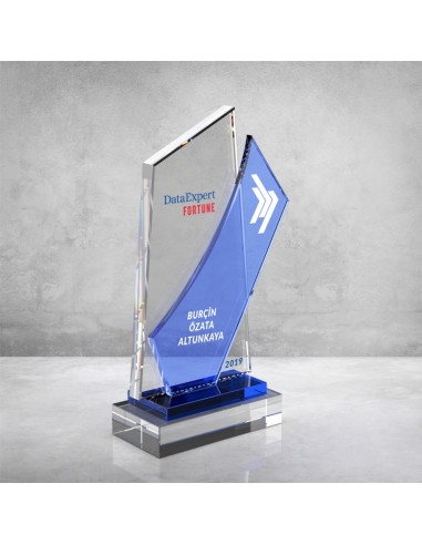 PB866 Mavi Camlı Kristal Plaket