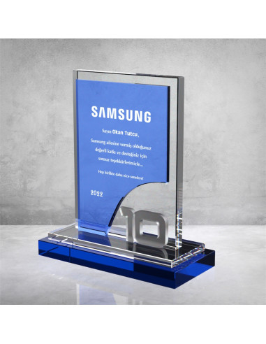 PB890 Mavi Camlı Kristal Plaket