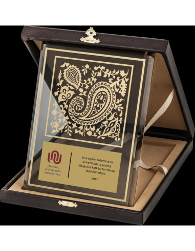 PB2002 Altın Yaldız Kristal Plaket