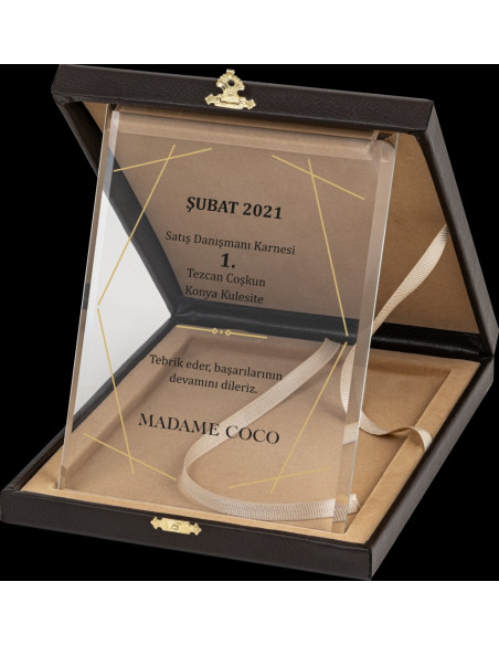 PB2051 Altın Yaldız Kristal Plaket